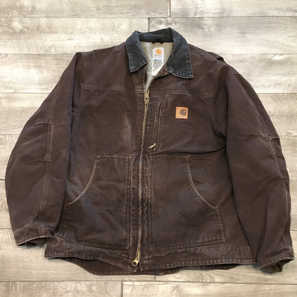 Carhartt Mens C61 Ridge Sherpa Lined Sandstone Jacket Large fullswing OG fit